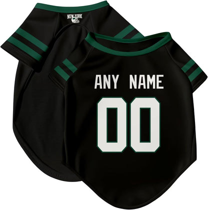 New York J Dog T-Shirt Jersey Style Pet Clothes Personalized Custom Name and Number Gifts
