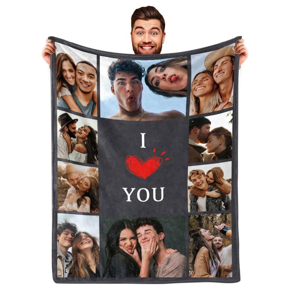 Custom Photo Blanket I Love You Girlfriend Boyfriend Gifts, Personalized Blankets Couples Gifts Christmas Blankets Women Gifts