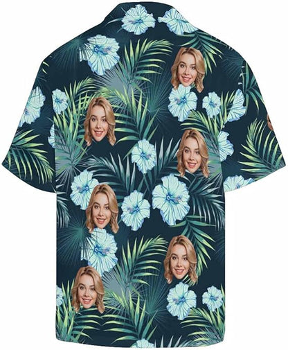 Custom Tropical Floral Hawaiian Shirt with Face for Men Personalized BF Husband s Photo Men Aloha Beach Fruit Flower Shirts