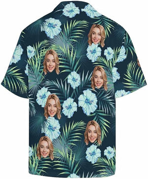 Custom Tropical Floral Hawaiian Shirt with Face for Men Personalized BF Husband s Photo Men Aloha Beach Fruit Flower Shirts