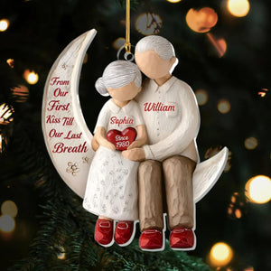 Personalized from Our First Kiss Till Our Last Breath Acrylic Ornament, Custom Love Keepsake, Romantic Couples Gift, Anniversary Christmas Decoration