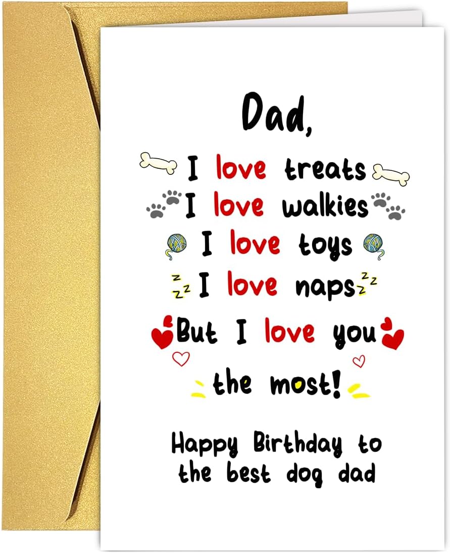 Cute Dog Dad Birthday Card, Funny Birthday Card Gift from Dog, Dog Dad Gift Card, Happy Daddy Birthday Card From Dog Pet Puppy, Dog Lover Dad Birthday Card from Son Daughter