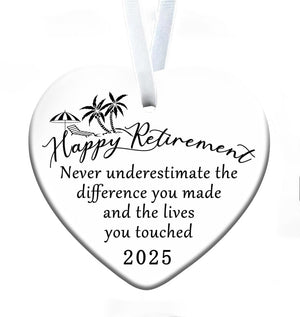 Retirement Gifts for Woman 2025 Never Underestimate The Difference You Made Ceramics Christmas Ornament Happy Retirement Appreciation Gift for Retired Women Men Coworker Boss Nurse Teacher Friend