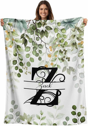 Personalized Monogrammed Blanket - Custom Letter A-Z Blanket with Name | Heartfelt Gift for Christmas, Anniversary, Birthday | Throw for Adults Men & Women Kids Boyfriend & Girlfriend Pet