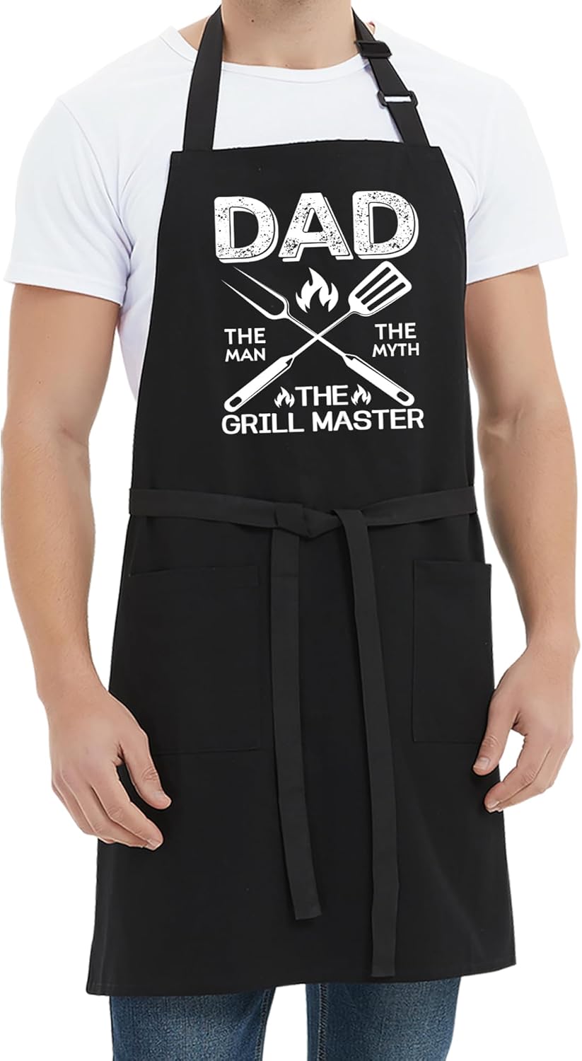 Grill Aprons for Men Dad - Mens Funny Chef Cooking Grilling BBQ Apron - Father's Day Apron for Dad