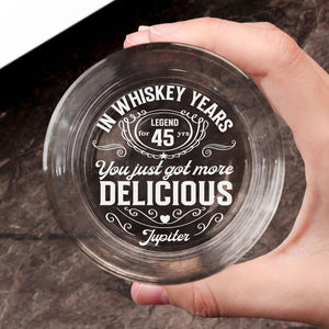 Personalized Husband Gifts - Father's Day Gift For Husband, Hubby, Boyfriend From Wife, Wifey - You Just Got More Delicious Whiskey Glass - Wedding Anniversary Gifts For Men