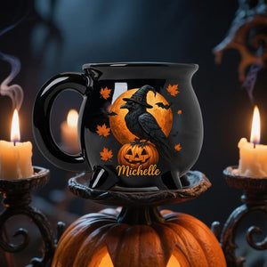 Personalized Raven Crow Witch Cauldron Mug, Personalized Birthday Gifts For Besties, Sisters, BFF, Family, Yourself, Witching You a Wicked Brew, Halloween Tea Cups Woman Wiccan Gifts, Witch Mug