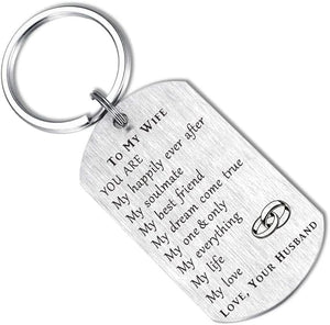 Wife Valentine Day Gifts from Husband Romantic, Best Anniversary for Wife Gifts, Meaningful Thoughtful Keychain Gift for Wifey