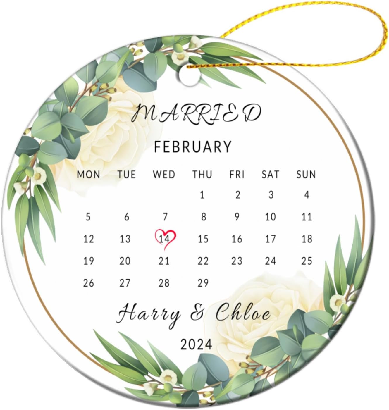 Personalized Memorial Ornaments,Custom Ornament with Text Name & Date,Custom Anniversary Christmas Ornamen with Text,Ceramic Ornament Hanging Decor,Custom Ornaments Gifts Engagement Wedding Birthday