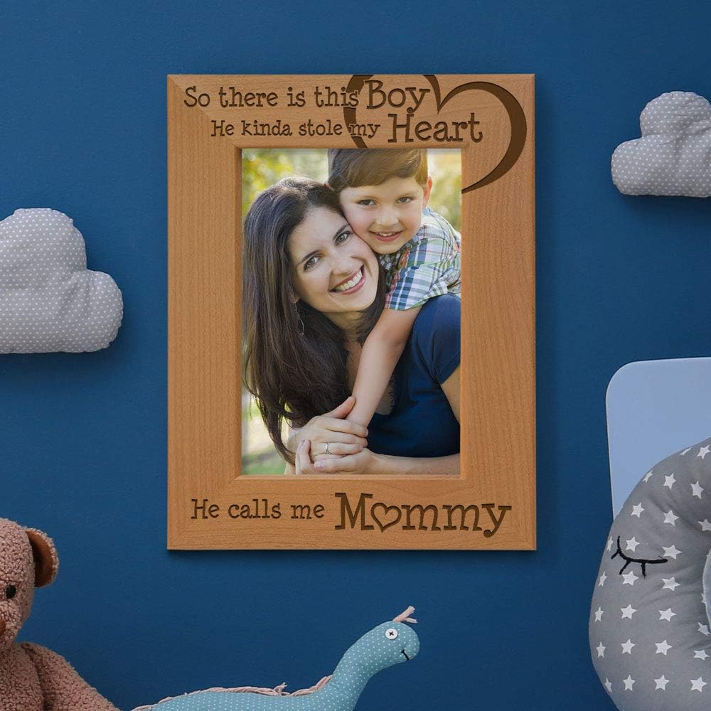 So There is This Boy He Calls me Mommy - Natural Engraved Wood Photo Frame Mother and Son Gifts, Mother's Day, Best Mom Ever, New Baby