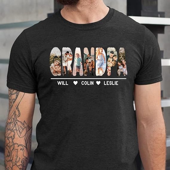 Personalized Papa Dad Gifts Custom Photo and Name - Funny New Dad Shirt for Papa, Grandpa