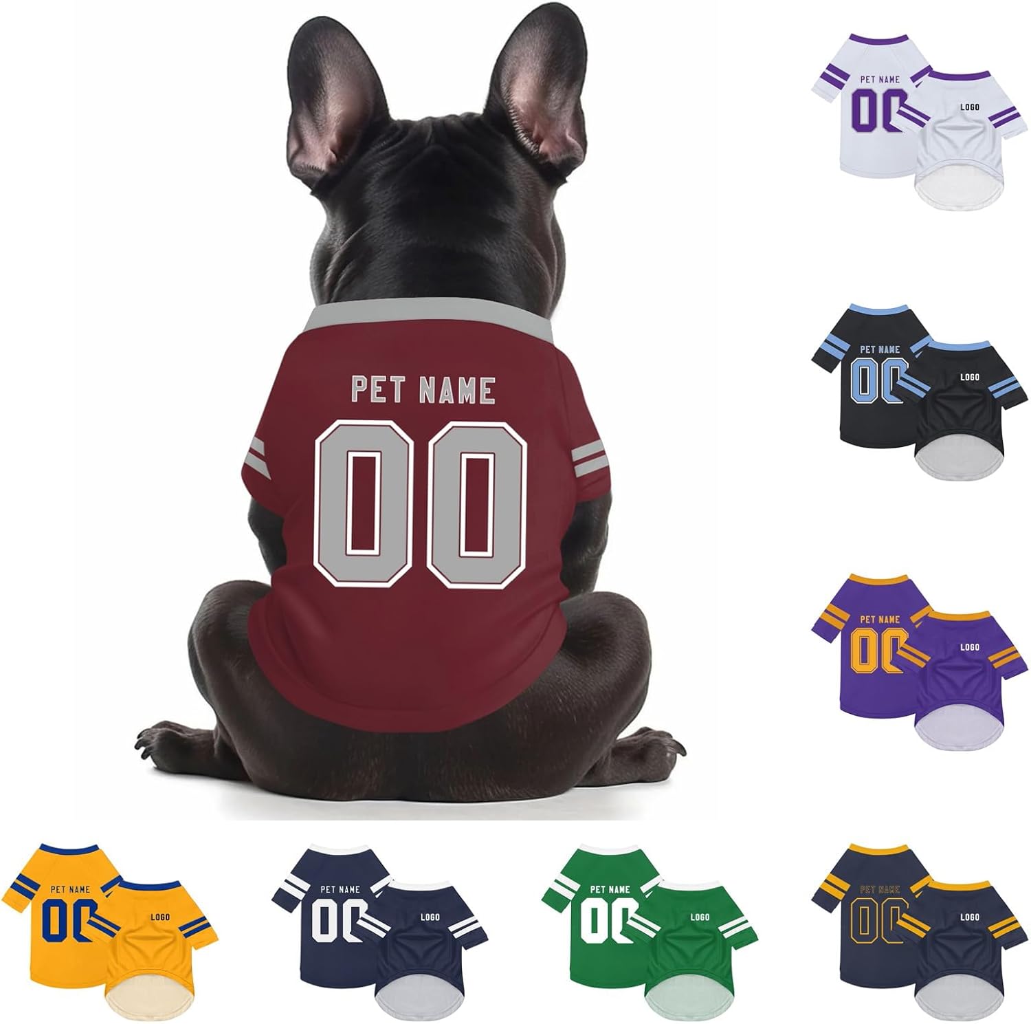 Personalized Dog Sweatshirts, Custom Jersey Shirts for Pets with Name/Number/Logo, Lightweight Pet Clothing for Small and Medium Dogs
