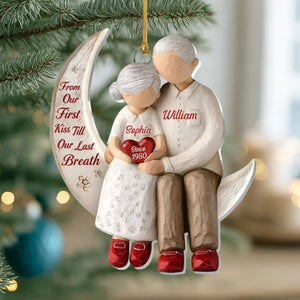 Personalized from Our First Kiss Till Our Last Breath Acrylic Ornament, Custom Love Keepsake, Romantic Couples Gift, Anniversary Christmas Decoration