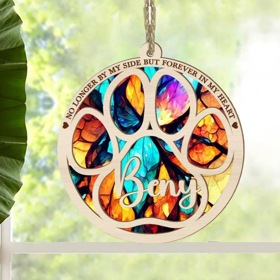 Personalized Dog Suncatcher Memorial Ornament, Dog on Moon for Suncatcher Gifts, Memorial Gift Loss of Dog, Gifts for Dog Lovers Loss of Dog, Memory Remember Dog, Sympathy Dog Window