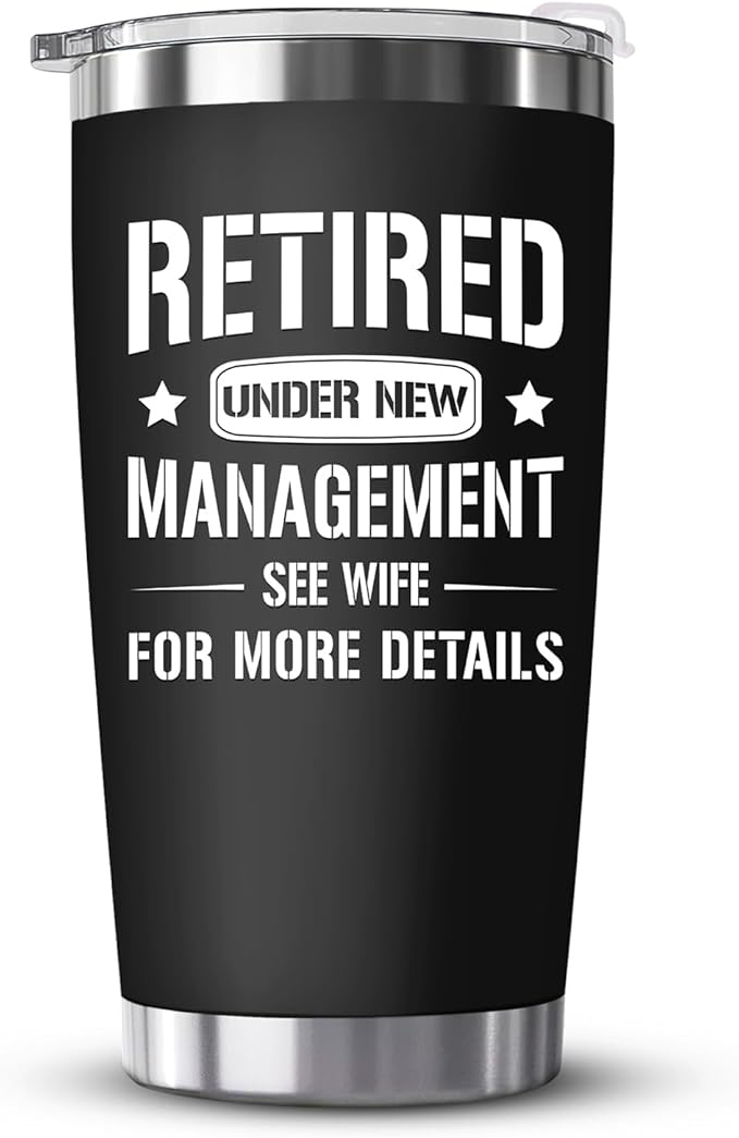 Retirement Gifts for Men - Funny Retired Gifts for Men, Husband, Dad, Coworker, Boss, Friends - 2025 Happy Retirement Gag Gift, Cool Party Idea Decorations - 20oz Navy Tumbler Cup With Gift Box