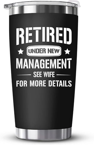 Retirement Gifts for Men - Funny Retired Gifts for Men, Husband, Dad, Coworker, Boss, Friends - 2025 Happy Retirement Gag Gift, Cool Party Idea Decorations - 20oz Navy Tumbler Cup With Gift Box