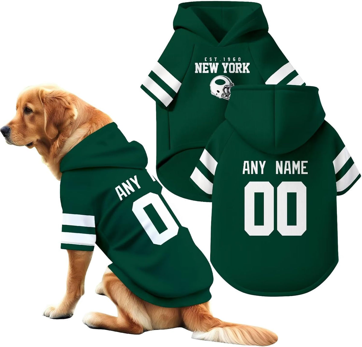 New York J Dog Hoodie Pet Clothes Jersey Custom Name and Number Gifts