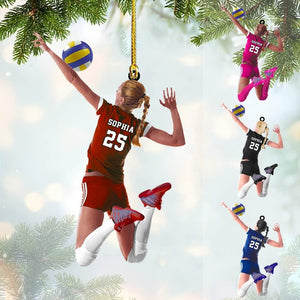 Personalized Volleyball Player Acrylic Shape Flat Ornament - Gifts for Volleyball Lovers, Players, Friends - Christmas Tree Decor