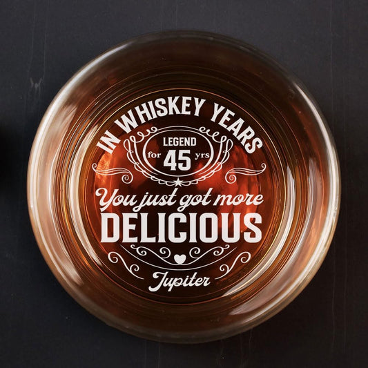 Personalized Husband Gifts - Father's Day Gift For Husband, Hubby, Boyfriend From Wife, Wifey - You Just Got More Delicious Whiskey Glass - Wedding Anniversary Gifts For Men