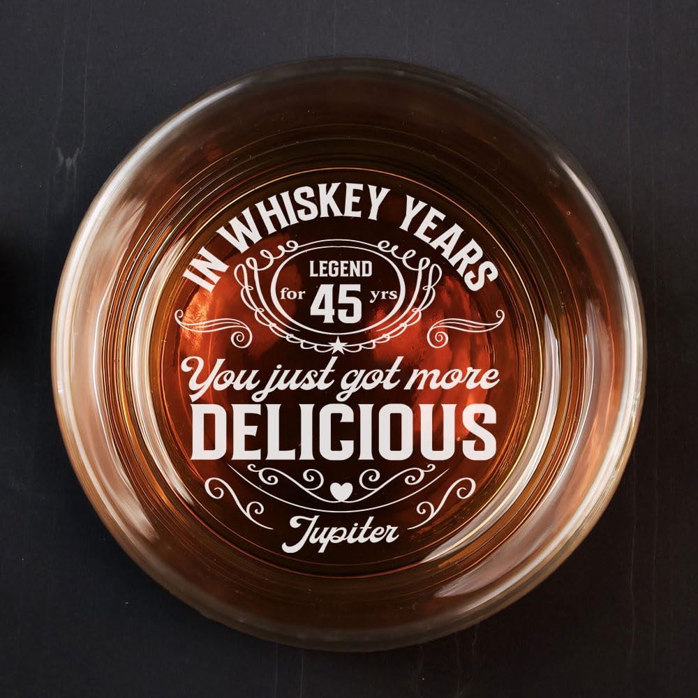 Personalized Husband Gifts - Father's Day Gift For Husband, Hubby, Boyfriend From Wife, Wifey - You Just Got More Delicious Whiskey Glass - Wedding Anniversary Gifts For Men