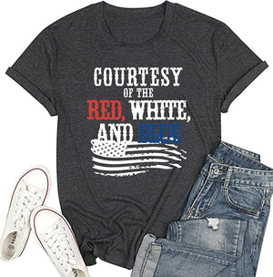 4th of July Shirts Women American Flag Patriotic T-Shirts USA Star Stripes Graphic Tee Tops