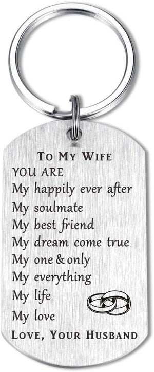 Wife Valentine Day Gifts from Husband Romantic, Best Anniversary for Wife Gifts, Meaningful Thoughtful Keychain Gift for Wifey