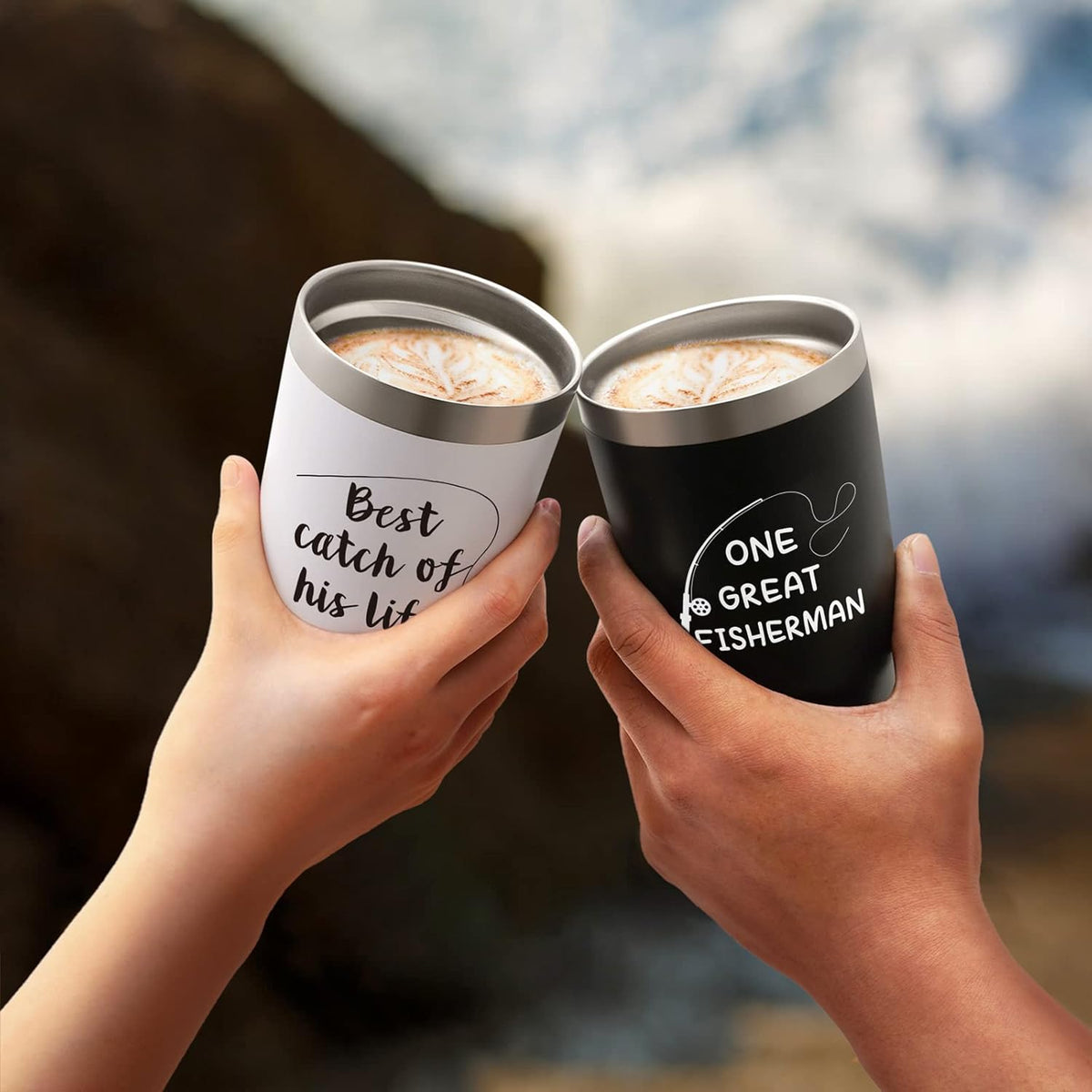 Wedding Gifts, His and Hers Gifts, Couples Gifts for Anniversary Bridal Shower Engagement, One Great Fisherman, Best Catch of His Life Tumbler, Couple Gifts