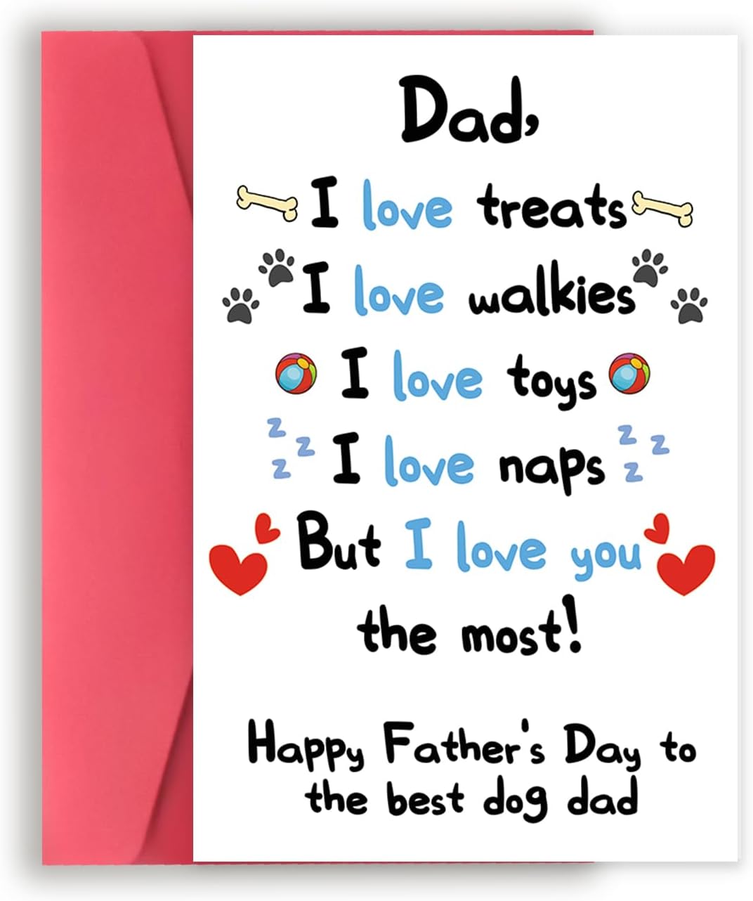Funny Dog Dad Fathers Day Card from Son Daughter, Cute Dog Dad Gifts for Men, Happy Father s Day Card for Him