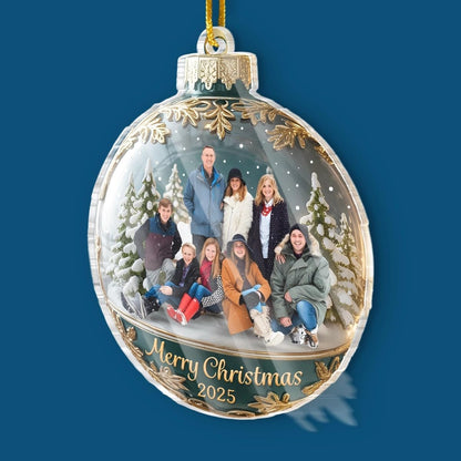 Custom Photo 2D Acrylic Ornament, Personalized Christmas Birthday Gifts for Mom, Dad, Brother, Sister, Kids, Happiness is Hanging Right Here, Family Christmas Ornaments Gifts for Family