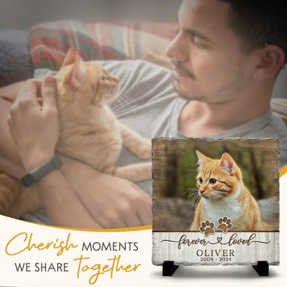 Custom Memorial Stones for Cats - Personalized Cat Memorial Picture Frame - Square Stepping Stones - Cat Loss Sympathy Gifts