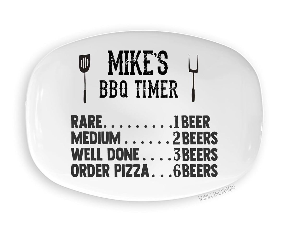 Personalized BBQ Time Plate | Daddy Grilling Platter | Father's Day Gift for Dad Papa Daddy | From Kids Grandchildren | Custom Tray Husband