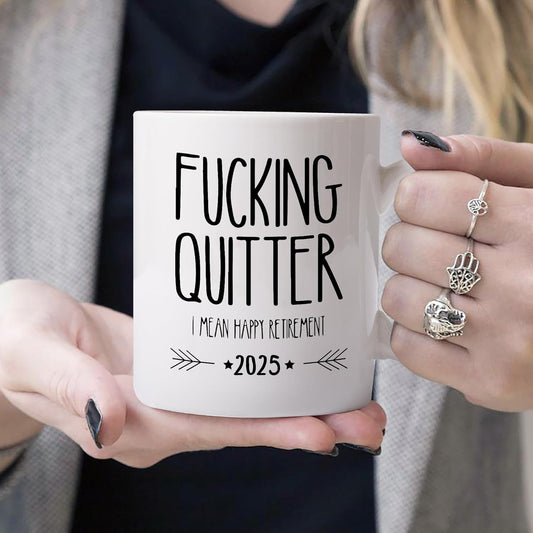 Funny Retirement Gifts for Men Women-Quitter I Mean Happy Retirement Coffee Mugs 2025, Unique Retired Mugs Gift Ideas for Coworkers Office & Family