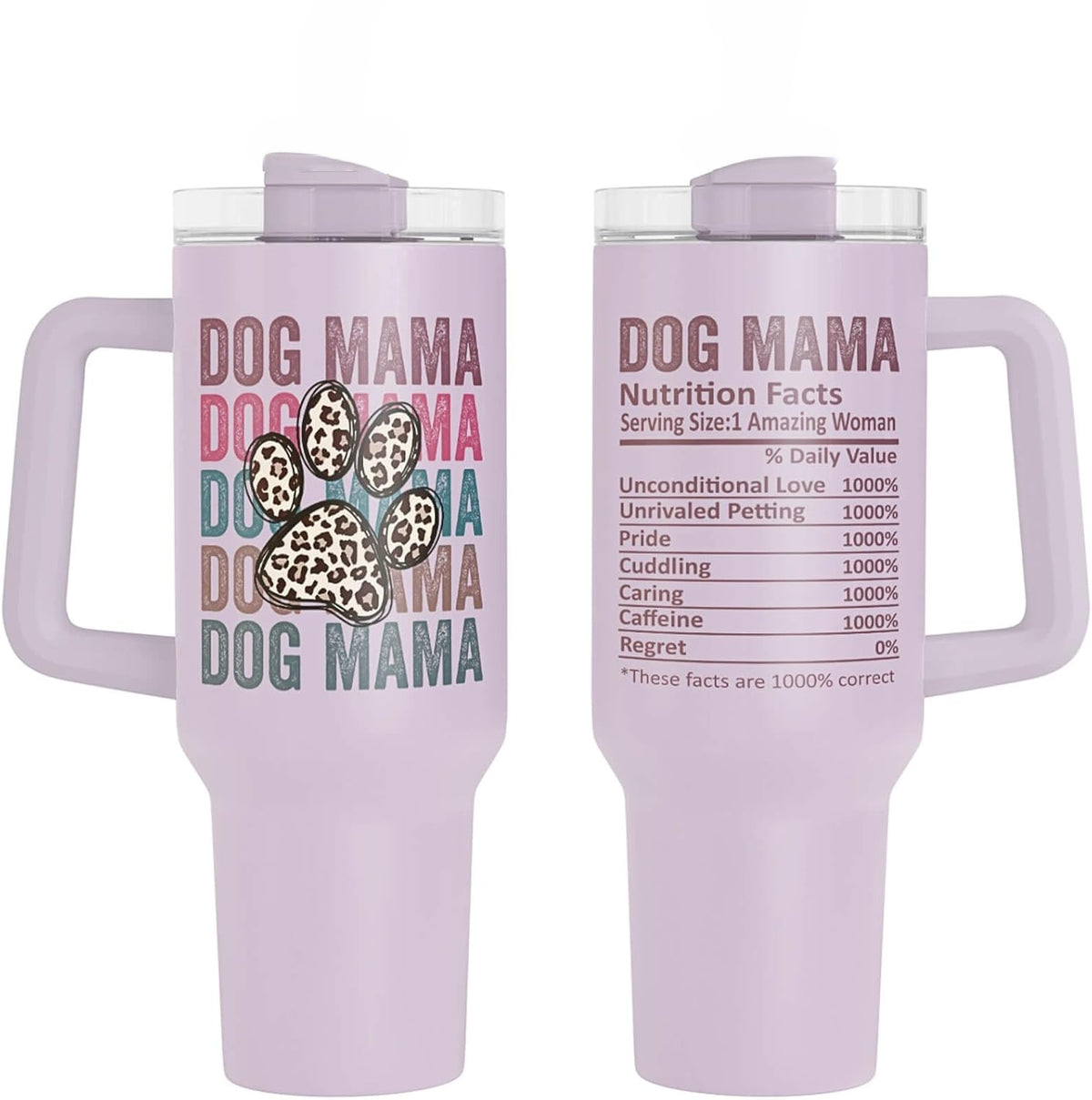 40 oz Stainless Steel Tumbler with Handle, Dog Mom Mama Mothers Day Birthday Gifts Cup Mug for Women, Mother's Day Gift