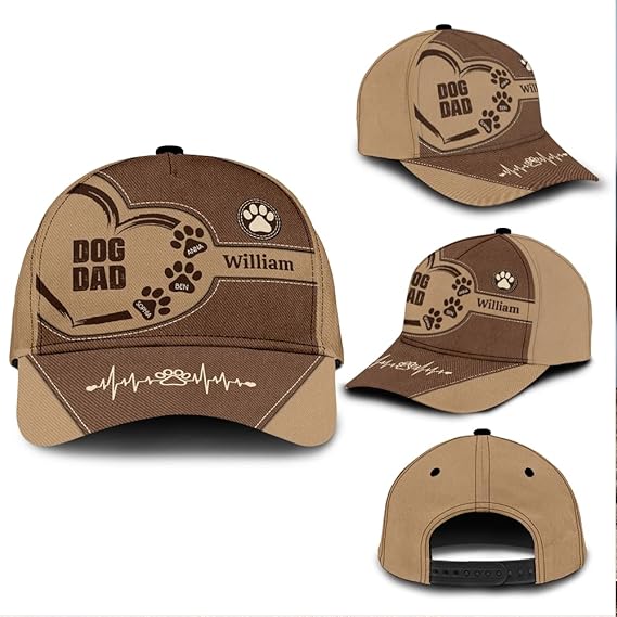 Best Dog Dad Ever Personalized Dad Baseball Cap with Dog Names Custom Baseball Cap for Fathers Day, Birthday, Daddy, Grandpa Gift