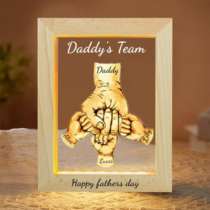 Fathers day Daddy's Team Fist Bump Light, Personalized Acrylic Daddy Fist Bump LED Night Light, Custom Dad Fist Bump Gift, Father's Day Christmas Birthday Gifts for Daddy, Papa, Grandpa