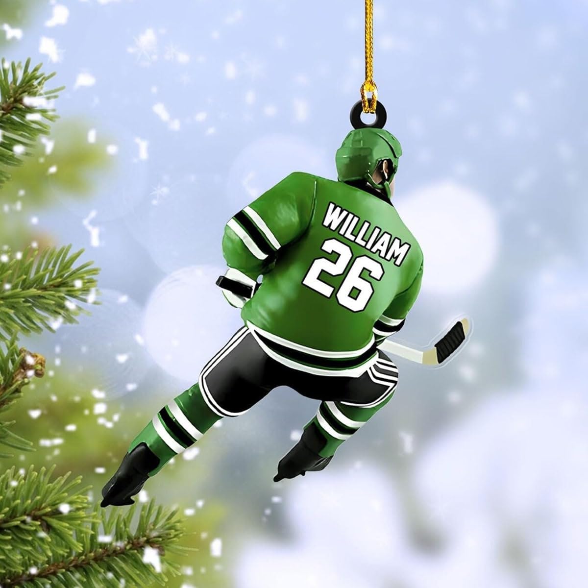Personalized Hockey Ornament - Ice Skate Christmas Tree Ornament Custom Hockey Player Bulk Team Gift
