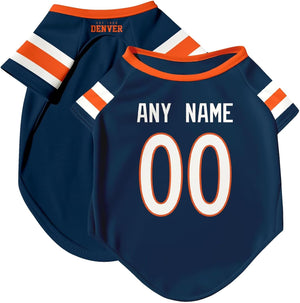 Denver Dog T-Shirt Jersey Style Pet Clothes Custom Name and Number Gifts