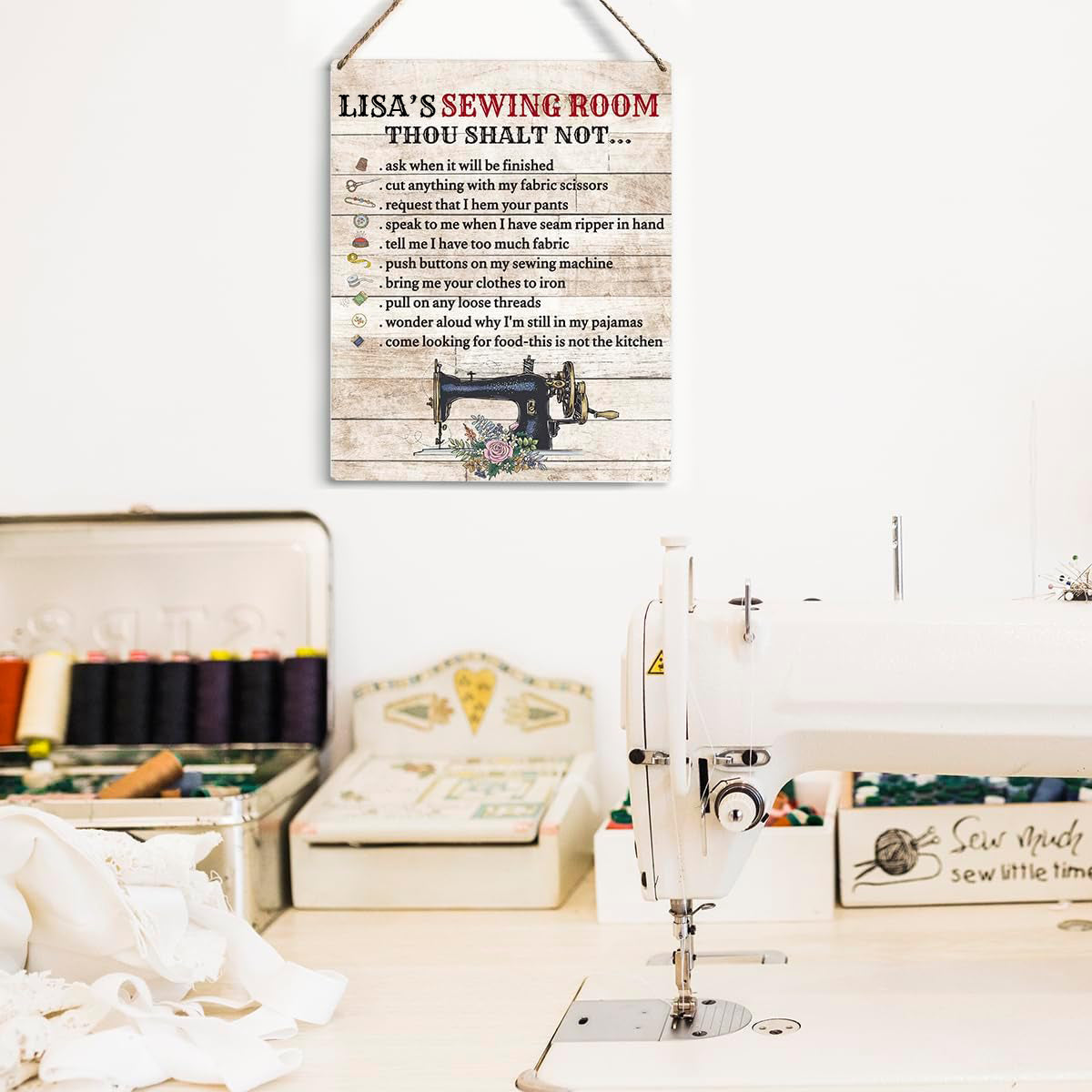 Custom Sewing Room Rules In My Sewing Room Wall Art Sewing Supplies Home Decor Wall Decor for Sewing Lovers gifts Wooden Hanging Sign Gift for Sewing Room Store Home Decor