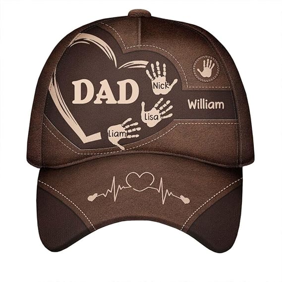 Custom for Grandpa Dad Grandpa Dad Kids Handprints, Dad Hats, Grandpa Hat for Dad, Father's Day Multi - Personalized Classic Cap