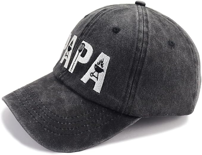 Grill Papa Hats, BBQ Accessories for Dad Father Grandpa Gifts, Adjustable Embroidered Cotton Men Baseball Caps