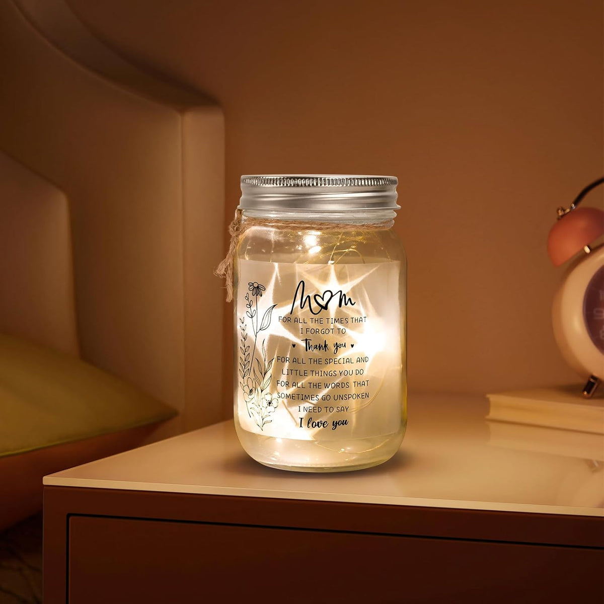 Mothers Day Gifts for Mom from Daughter Son, Mason Jar Night Lights, Birthday Gifts for Mom, Home Decorations Night