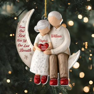 Personalized from Our First Kiss Till Our Last Breath Acrylic Ornament, Custom Love Keepsake, Romantic Couples Gift, Anniversary Christmas Decoration