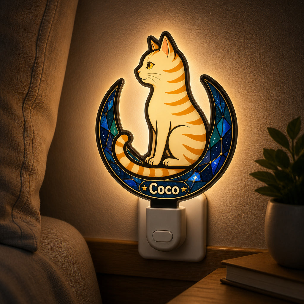 Personalized Cat on Crescent Acrylic Night Light - Personalized Acrylic Night Light 61c4a627-6703-47a9-bebb-f2b9a9463676.jpg