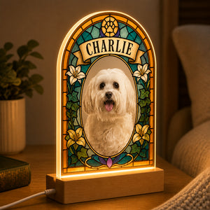 Custom Pet Photo Stained-Glass Arch LED Night Light with Name - Personalized 3D LED Light Wooden Base 61c6a264-e29a-4447-847b-baeff8c4bb3b.jpg