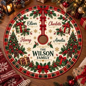 Personalized Family Names Christmas Tree Skirt: Custom Plaid Border Holiday Decor 61c932a4-8f84-4d9a-89d0-041267e678f5-DRE-5-.webp