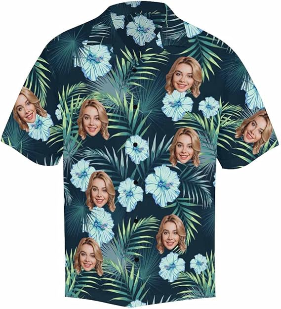 Custom Tropical Floral Hawaiian Shirt with Face for Men Personalized BF Husband s Photo Men Aloha Beach Fruit Flower Shirts
