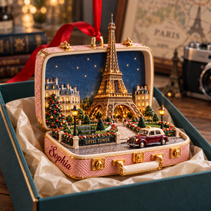 Personalized Eiffel Tower 3D Suitcase Christmas Ornament – Paris Travel Souvenir & Gift for Paris Lovers 61e61a26-95ea-452e-86c4-1a109d2c5db1-Blush-Eiffel-Ornament-in-Teal-Gift-Box-2.png
