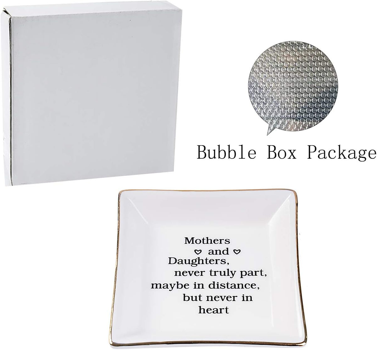 Gift for Mom from Daughter, Mother's Day, Christmas, Thanksgiving, Birthday Gift for Mother and Daughter Ceramic Ring Dish Decorative Jewelry Tray