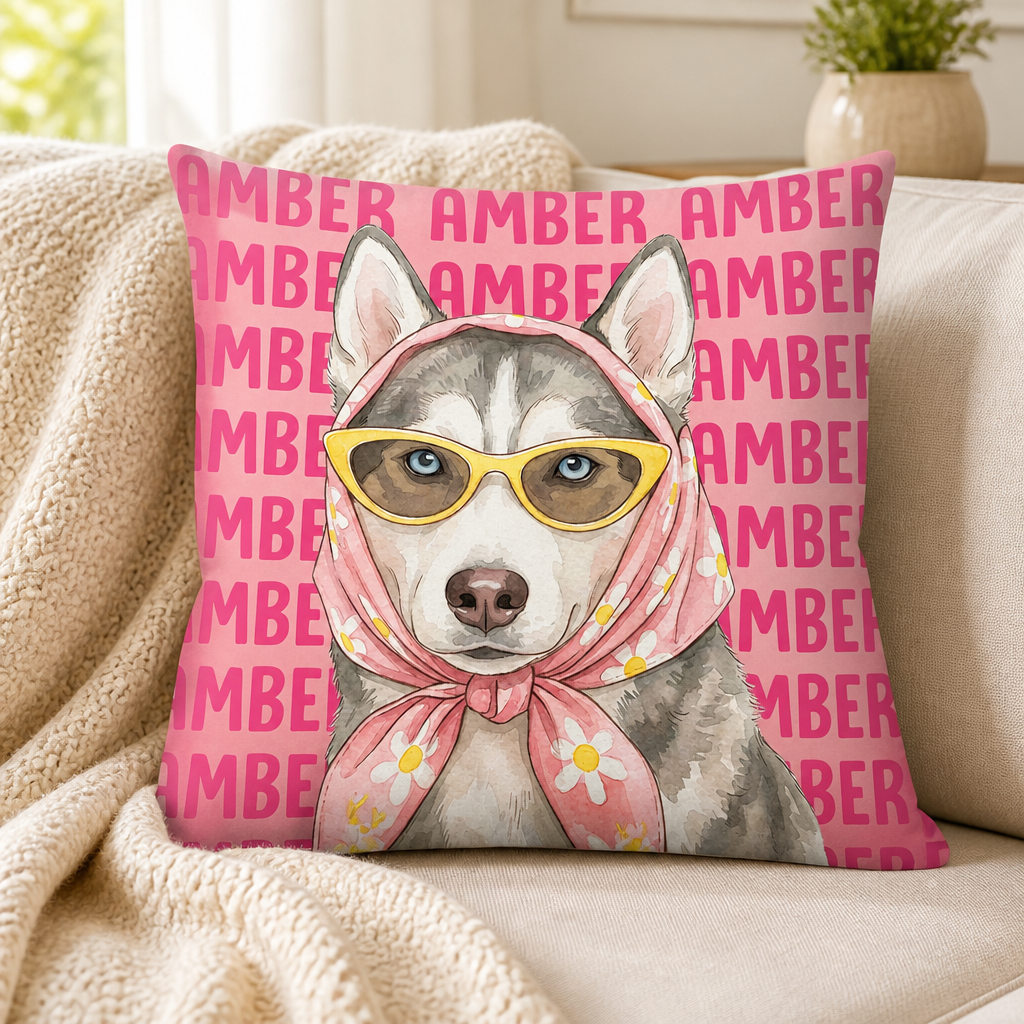 Custom Pet Portrait Pillow – Retro Scarf & Sunnies (From Your Photo + Name) - Personalized Pillow 61ec98b3-0027-4c7c-bb54-dde99394ad5b.png