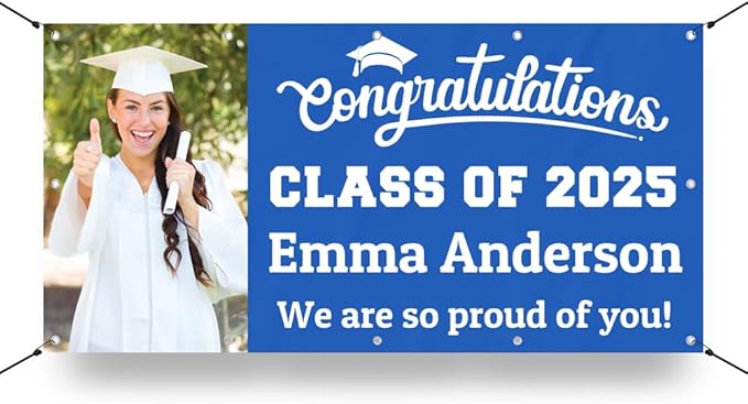 Personalized Graduation Photo Banner Sign Graduation Party Decorations - Congrats Grad Banner - Graduation Decorations Class of 2025,Graduation Party Favors Supplies Yard Sign